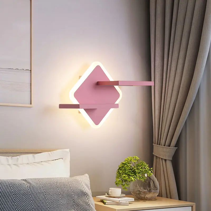 Lights Living Room Bedroom Bedside Pink White Lighting Lamp Luminaire Wandlamp Sconce DropShipping No Plant Cartoon