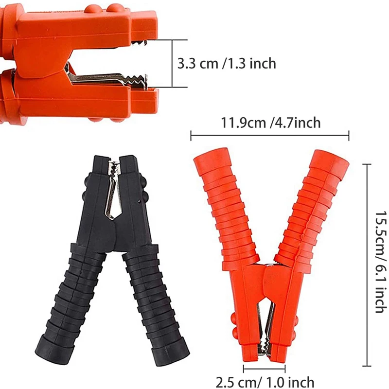 2 sztuka krokodylki zaciski 300A izolowany zacisk akumulatora z uchwytem z tworzywa sztucznego zaciski akumulator dla samochód czerwony i czarny