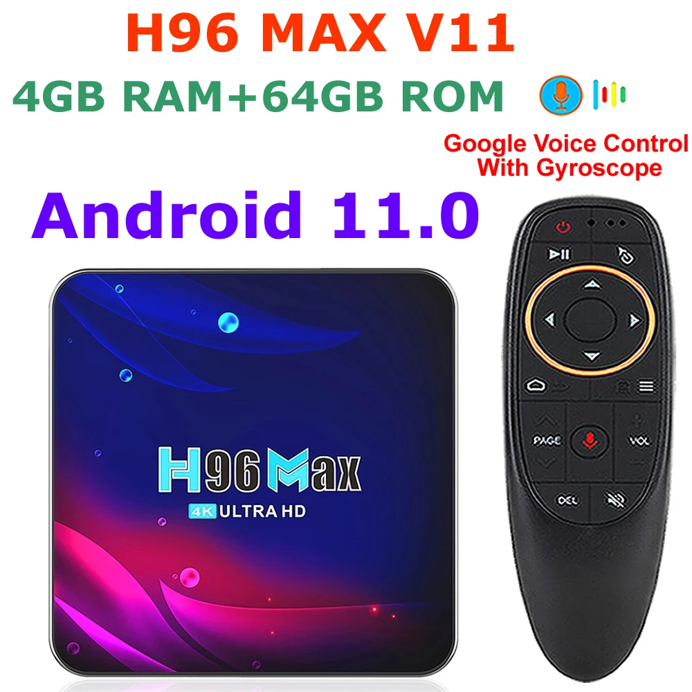 

Android 11 TV BOX H96 Max V11 4G RAM 64G ROM RK3318 CPU 2.4G/5G Dual Wifi 3D 4K Youtube Set Top Box Media Player Smart TV BOX