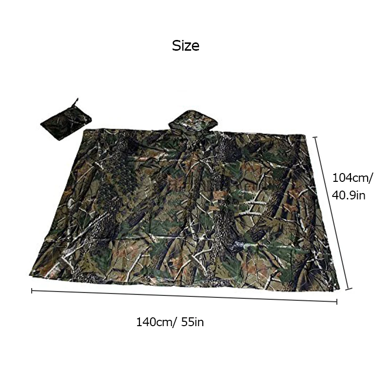 Outdoor Militray Tactical Rain Poncho Waterproof Camouflage Rain Coat Camo Sun Shelter Ground Sheet Tarp For Camping Tent Awning