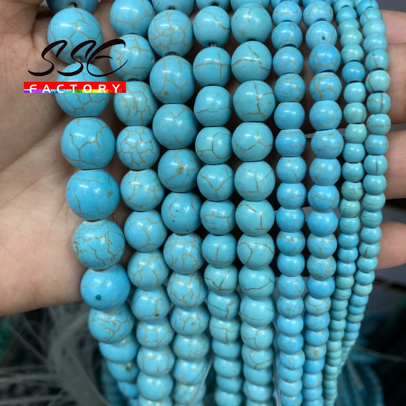 Blue Turquoises Beads Natural Stone Round Loose Beads 15\