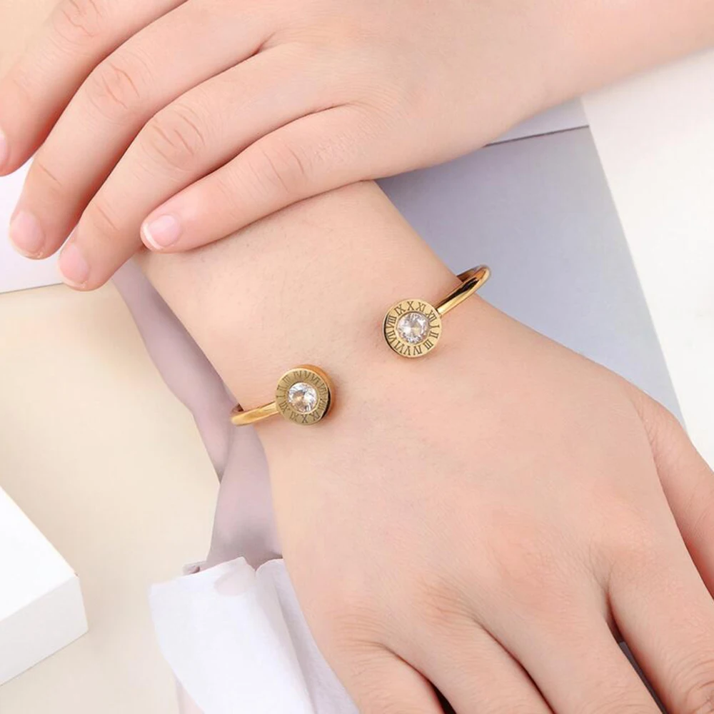 Adjustable Open Stainless Steel Bracelet Bangles 3 Color Cuff Bracelets for Women Jewelry Gift for Girls