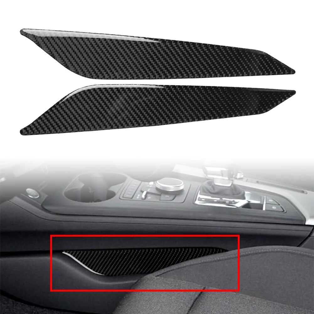 2Pcs A4 B9 Car Gear Shift Side Panel Cover Sticker Trim For Audi A4 A5 B9 2017 2018 2019 2020 Carbon Fiber Style