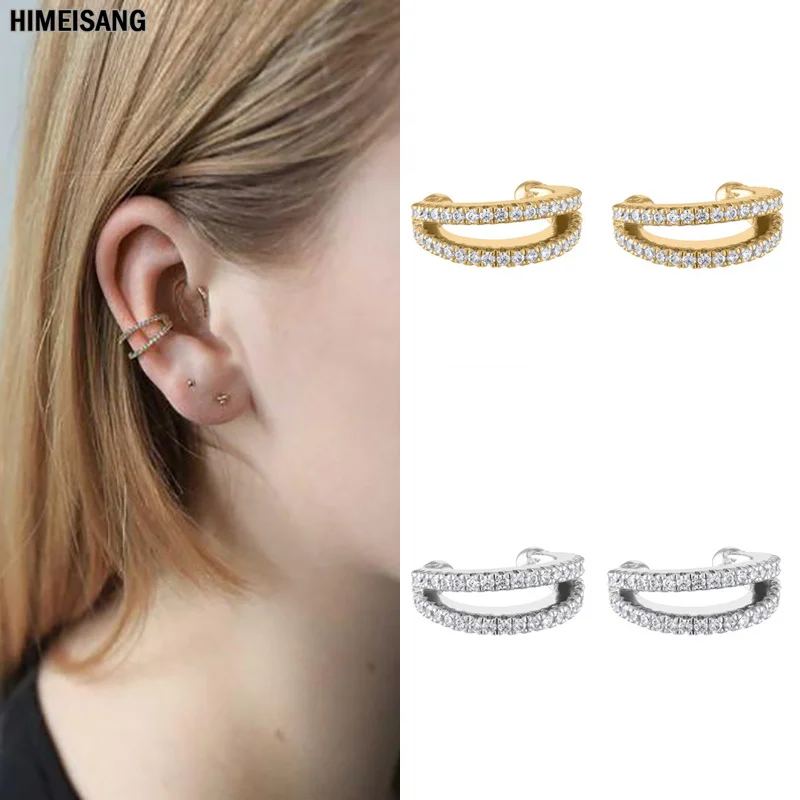 

2021 Fashion Punk Circle Ear Cuff Clips Men Women CZ Zircon Silver Gold Filled Earcuffs Clip on Hoop Earrings Jewelry Wholesale