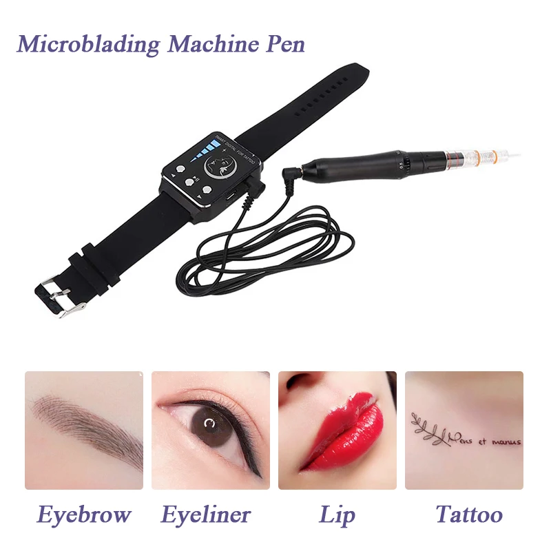 1 set Professional Microblading Machine with Watch Digital Rotary Tattoo Machine Pen for Permanent Makeup Eyebrow Lip PMU Supply