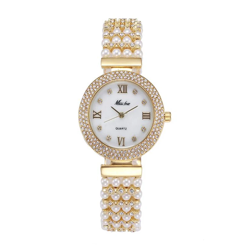 Women Watch Pearl Wrist Quarz Hip Hop Jewelry