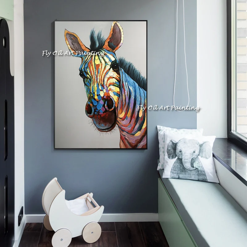 Abstract Oil Painting Large Size Colorful Canvas Horse Animal Painted Wall Picture for Living Room Home Decor Cuadros Decoracion