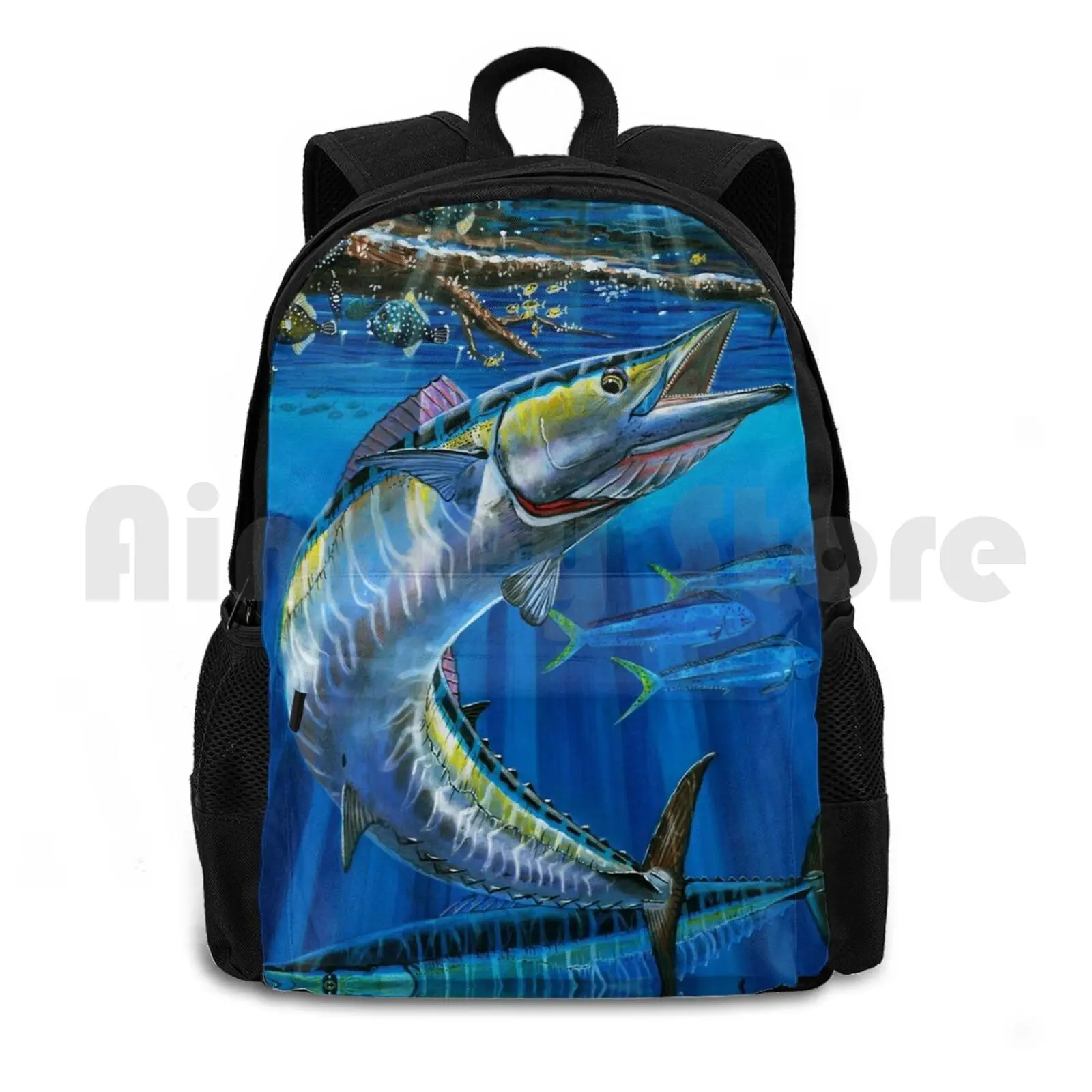 Wahoo Haven Outdoor Hiking Backpack Riding Climbing Sports Bag Wahoo Pelagic Sport Fishing Fishing Fish Ocean Marine Art Marine