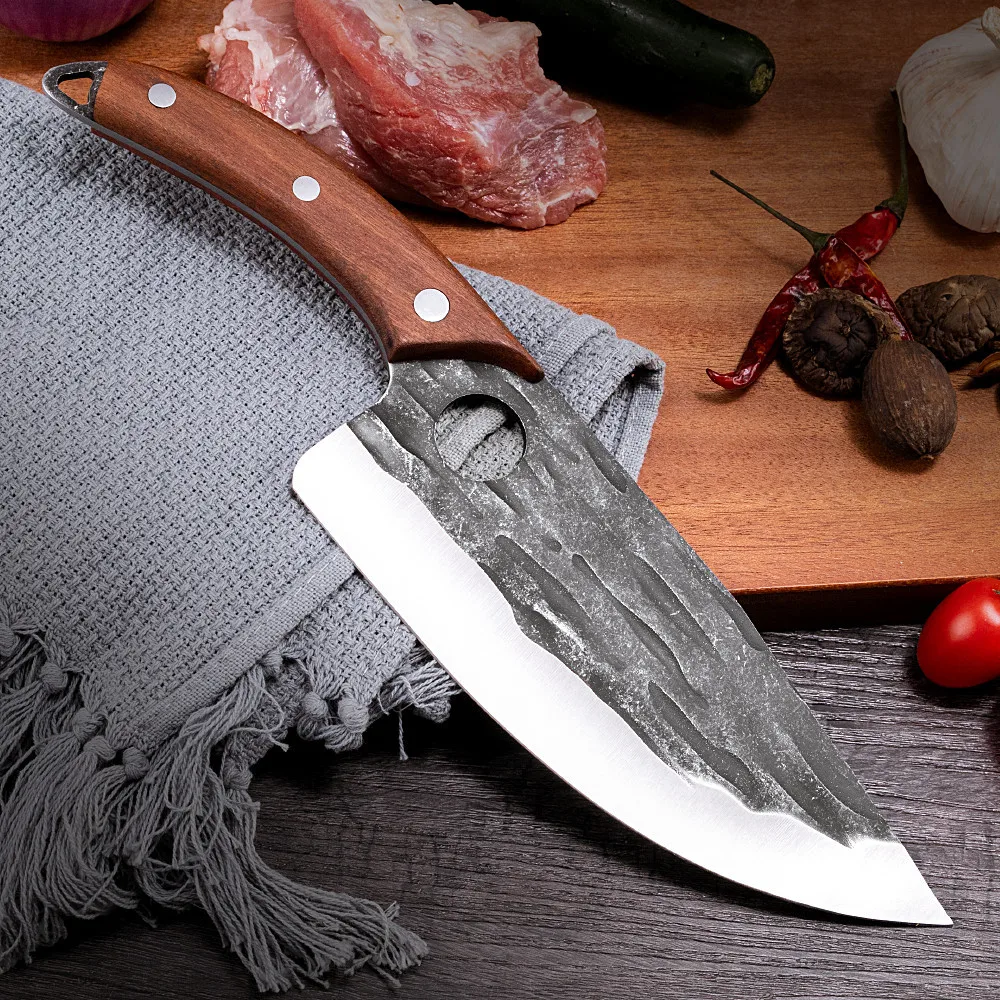 

Slaughter boning kitchen knife solid wood handle scimitar skinning pigs butcher Finger protection cutlery knife fish meat knife