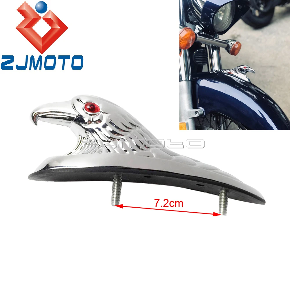 Chrome Motorcycle Eagle Head Fender Ornamental Statue For Honda Yamaha Suzuki Kawasaki Custom Bonnet Mascot Mudguard Decoration