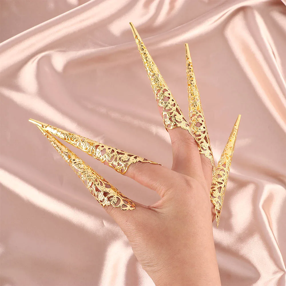 5 Pcs Ancient Costume Antique Style Queen Nail Rings Set NEW Knuckle Finger Ring Finger Tip Protection Belly Dance Accessories