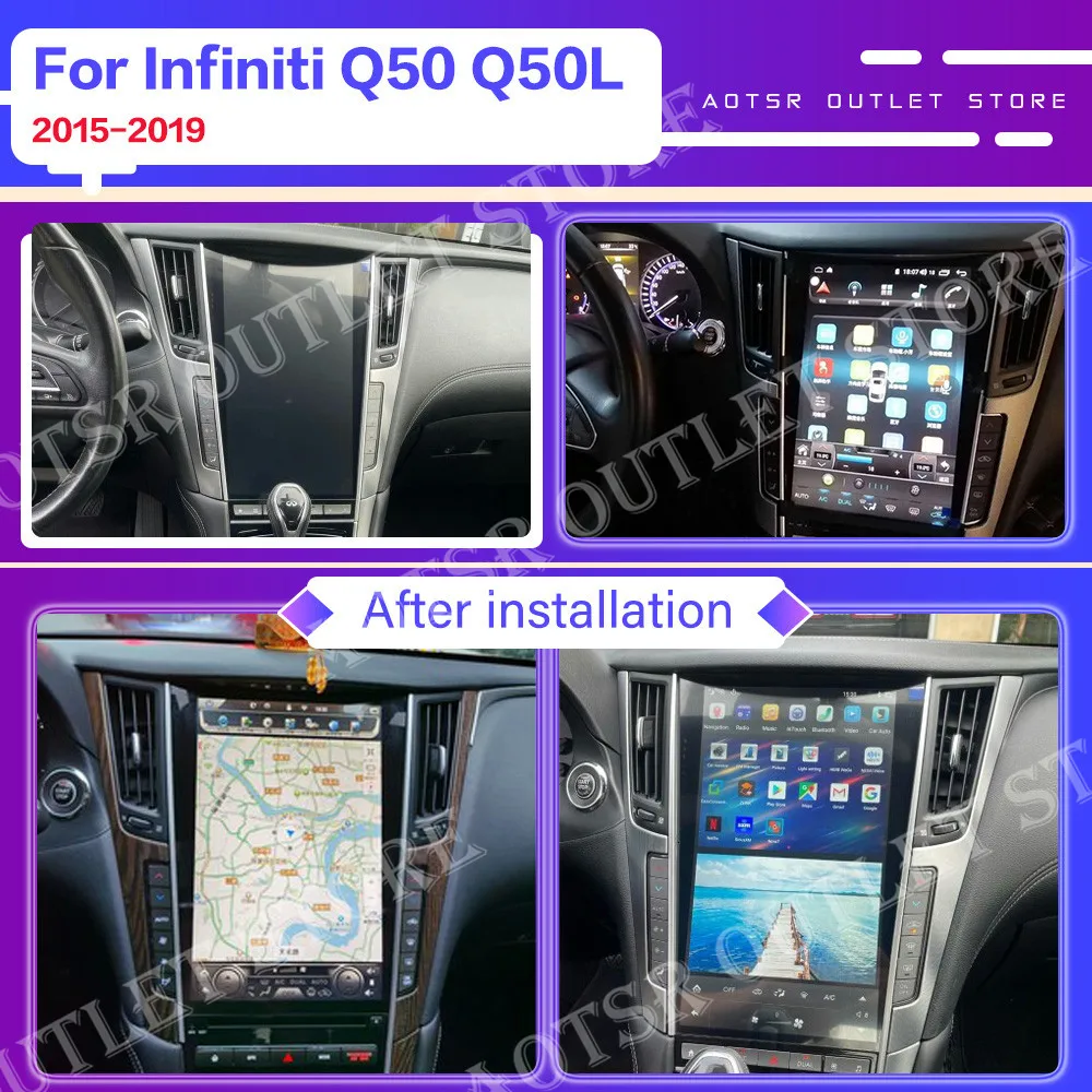 128G For Infiniti Q50 Q50L Q60 Android Radio Tape Recorder 2015 2016-2018 Car Multimedia Player Stereo Head Unit Navi GPS 1 Din