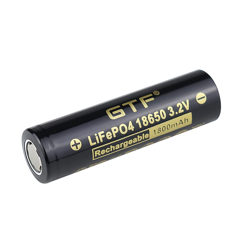 GTF 3.2V1800mAh Lifepo4 18650 Rechargeable Battery Cell Long Cycle Life 3C-5C Discharge For DIY E-bike LED Flashlight