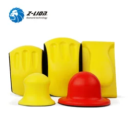 Z-LION 2PC 3/4/5/6 Inch Foam Sanding Block Hook Loop Hand Sponge Polishing Pad Holder Sandpaper Grinding Disc Backer Dust Free