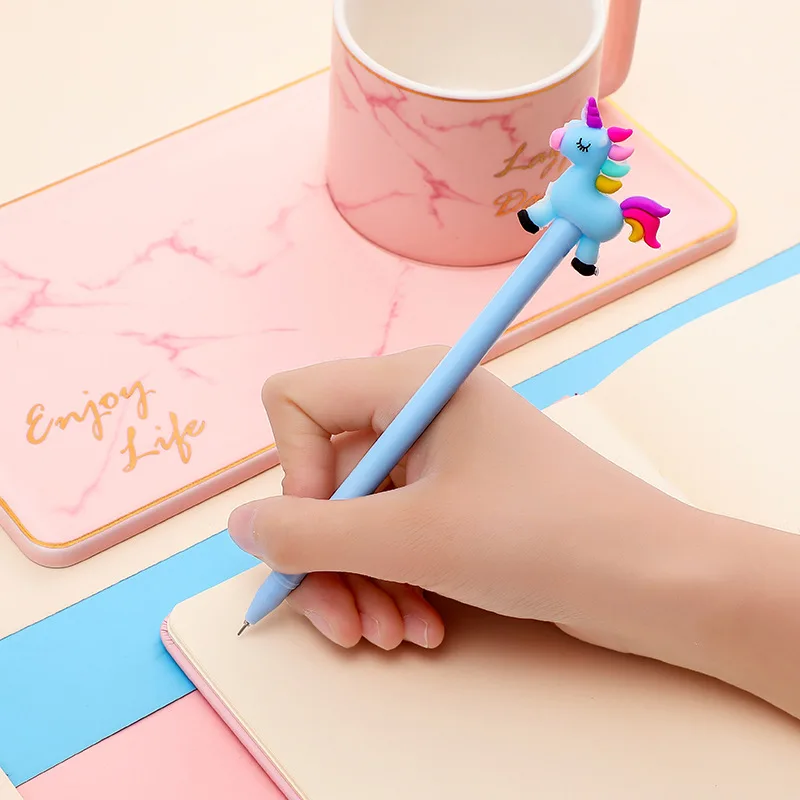 24 PCs Korean Creative Stationery Rainbow Unicorn Gel Ink Pens Set Student Study Stationery Pink Cute Signature Test Pen 0.5mm