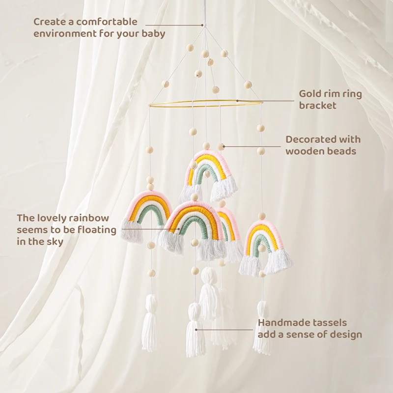 Baby Rainbow dzwonek do łóżka grzechotki zabawki 0-12 miesięcy szopka Mobiles zabawka pozytywka pokój dziecięcy łóżko dekoracje wiszące pielęgniarstwo dzieci produkt