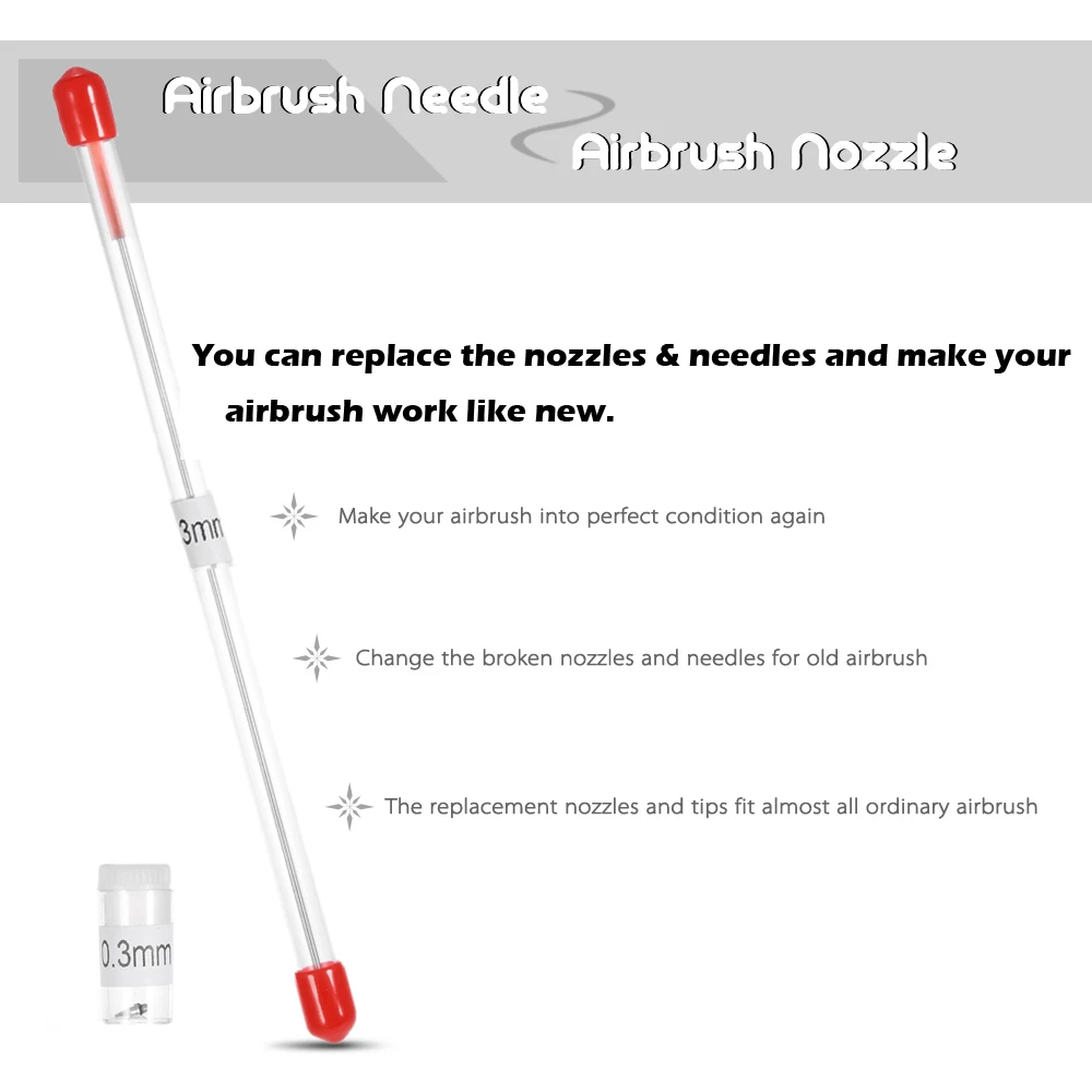 3PCS 0.2/0.3/0.5mm Airbrush Needle Nozzle Accessories Useful for Painting Airbrush Body Brushwork Accessories Parts Spray Tools