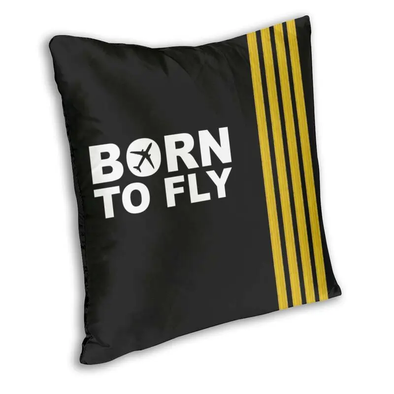 Born To Fly Captain Stripes Flight Pilot Cushion Cover Sofa Living Room Aviation Aviator Airplane Square Pillow Case 45x45cm