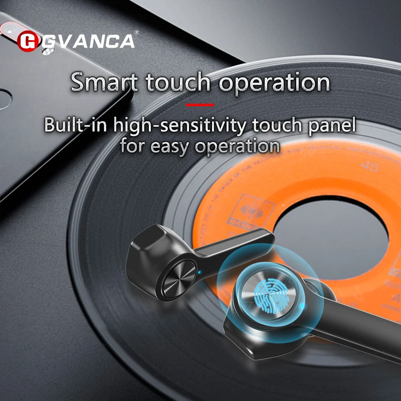 GVANCA T11 Wireless Bluetooth Headphones V5.0 Touch Control Earphones Stereo HD talking with 800mAh battery