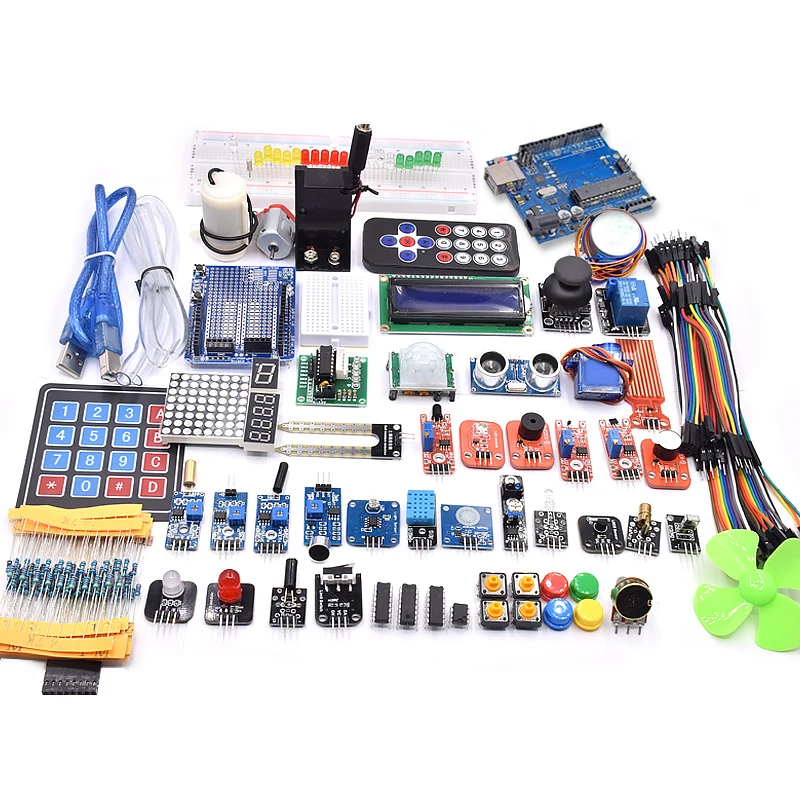 

R3 Project Complete Starter Kit including SG90 , Joystick Module, Ultrasonic Sensor, DHT11,ect. for Arduino with Tutorial