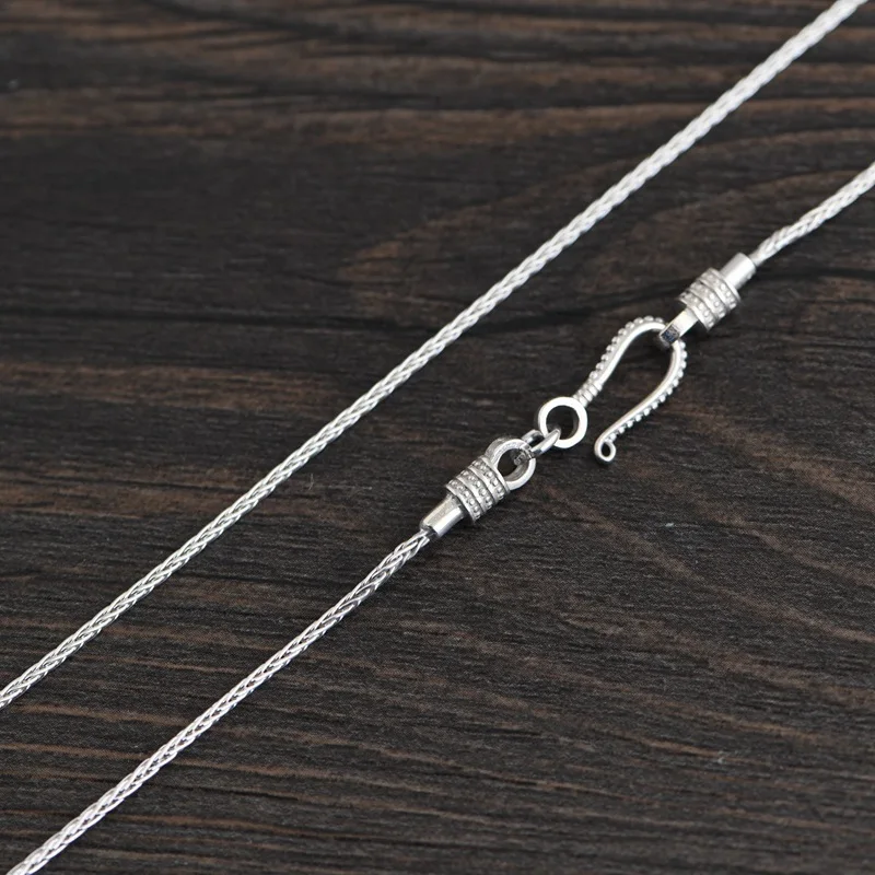 BOCAI New 100% Pure S925 Silver Jewelry Retro Fashion Braided Horsewhip Chain Detachable Simple Design Man and Woman Necklace