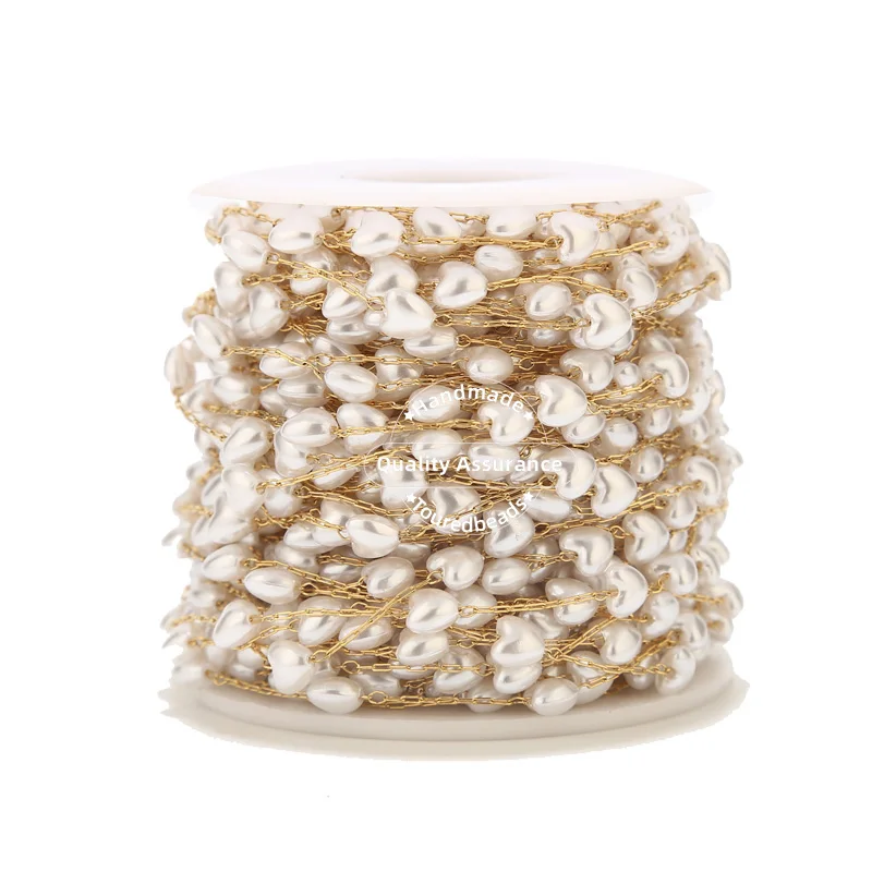 2M Stainless Steel 6mm Artficial Heart Pearl Chains For Eyeglasses Women Necklace Chain Jewelry Making