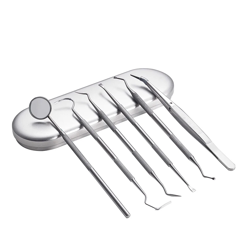 Stainless Steel Dental Dentist Prepared Tool Set  Instruments Tweezer Hoe Sickle Scaler  Mirror Tartar