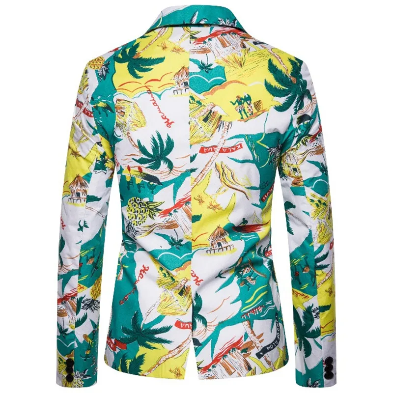 Casual Suit Jacket 2021 New Design Hawaiian Print Hawaiian Style Flower Series Fashion Single-Breasted Top