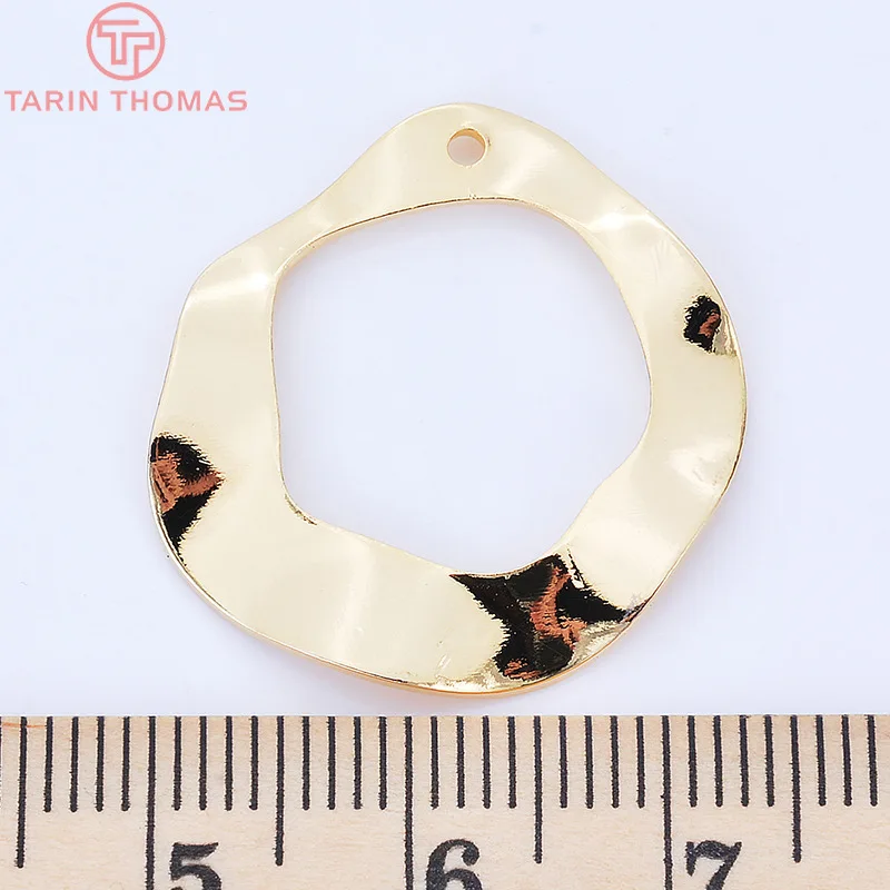 (156)6PCS 23.5x22MM 24K Gold Color Plated Brass Hollow Irregular Charms Pendants High Quality DIY Jewelry Making Findings