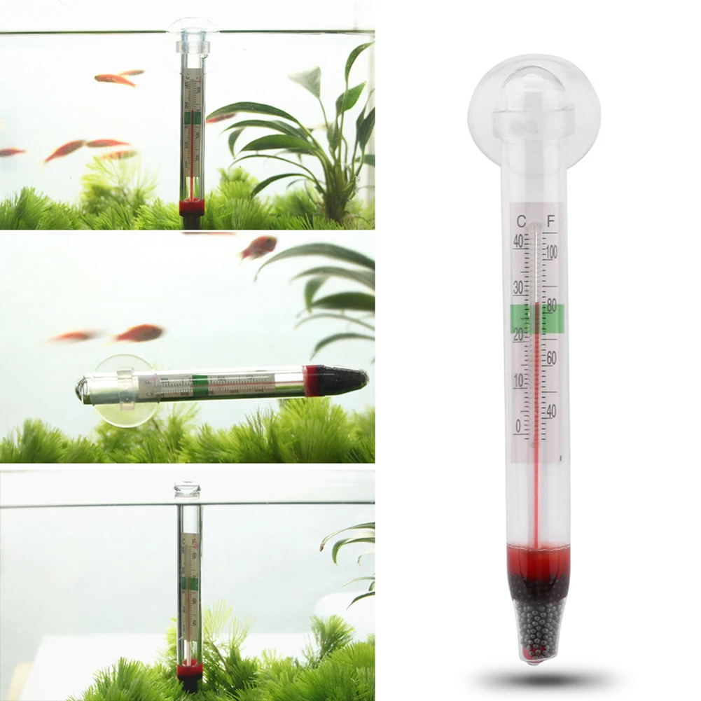 Digital Floating Aquarium Vertical Thermometer With Suction Cup Water Mini Fish Tank Glass Anti Dropping Temperature Meter