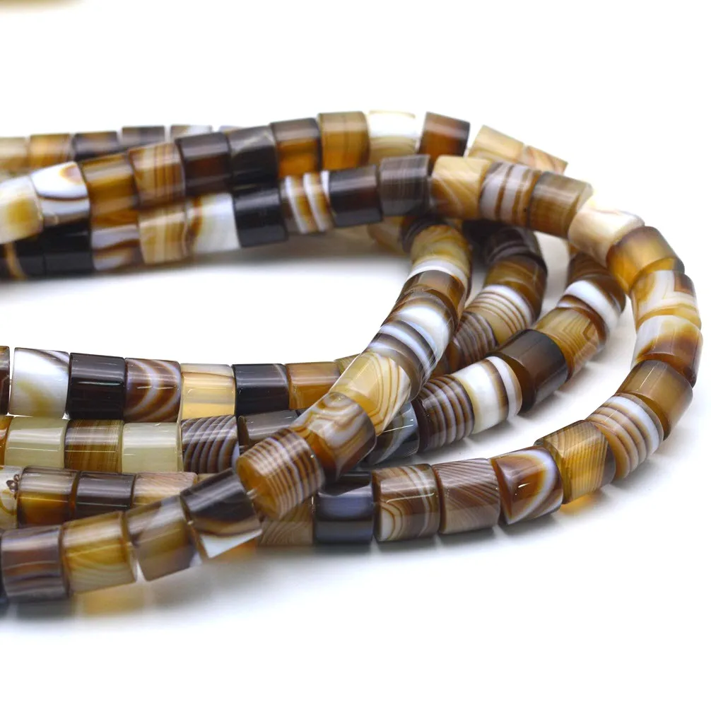 Natural Stone Coffee Agate Stone 8x10mm Cylinder Beads Spacer Beaded 15\'\' Strand For DIY Jewelry Making Bracelet Accessories