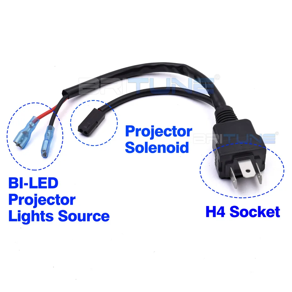 Britune H4 Relay Harness 12V 24V Wiring Connectors for BI-LED Projector Lens H4 LED Wires Cable Adapter