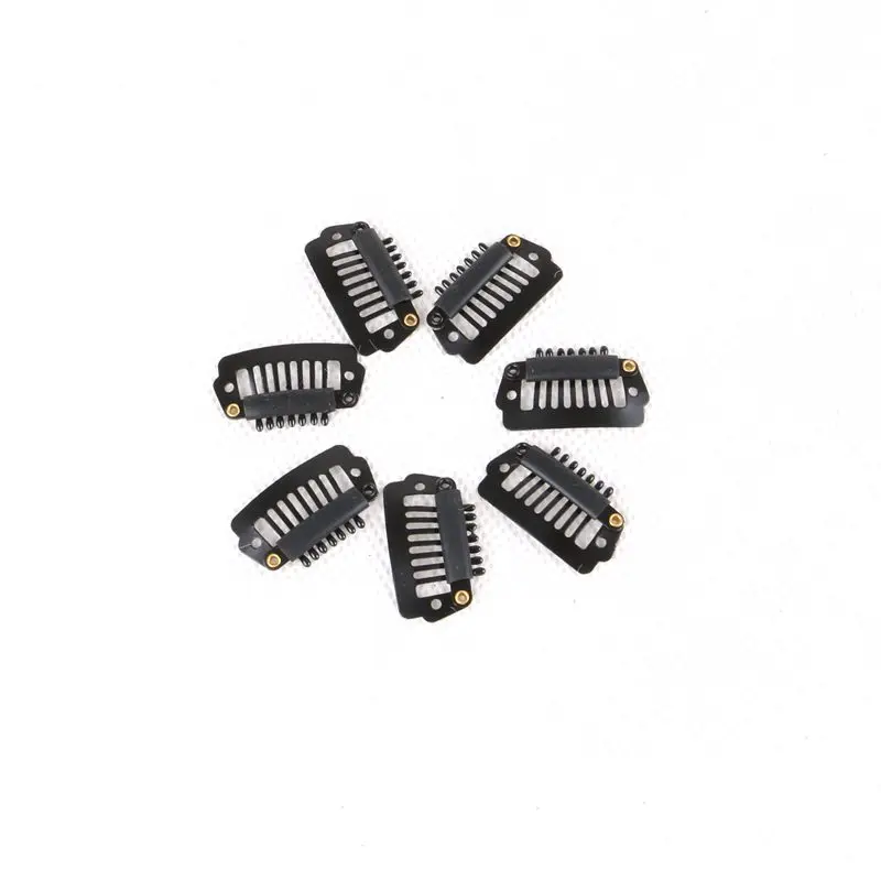 1000pcs 2.3cm 7 teeth Metal Snap Clips for Hair Extensions Clip-on Wig Wigs Weft Hairpiece I Shape Metal Clips