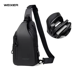 New Fashion Chest Bag Men's Crossbody Bag Waterproof Shoulder Bags with USB Charging Short Trip For Male Travel Pack bag