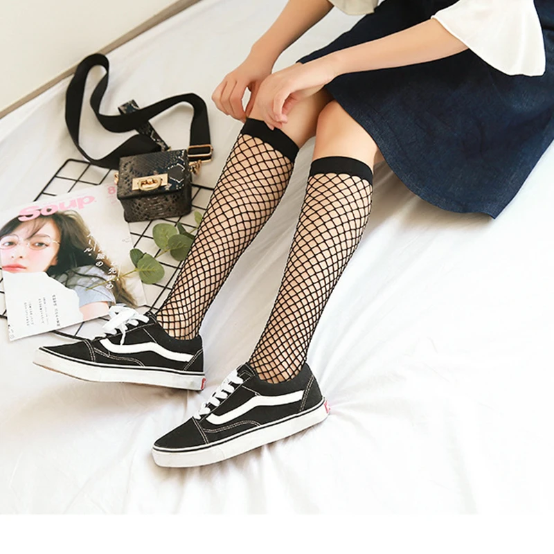 Summer Sexy Fishingnets Hollow-Out Shank Socks Nylon Mesh Fashion Leisure Medium Hose  Lolita Hotiie Thin Middle Tube Hosiery