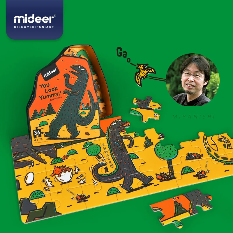 

MiDeer 36 Piece Puzzle You Look Yummy Miyanishi Dinosaur Series Children Paper Jigsaw Puzzle Toys For Kids 3Y+