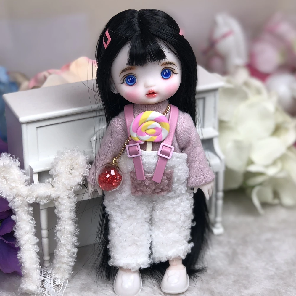 1/8 Bilancia 16 CENTIMETRI BJD OB11 Bambola Carino Delicata Face Up Con Parrucca e Vestiti Set Completo Bambola Obitsu11 Corpo Figura Modello Giocattolo Regalo Per La Ragazza