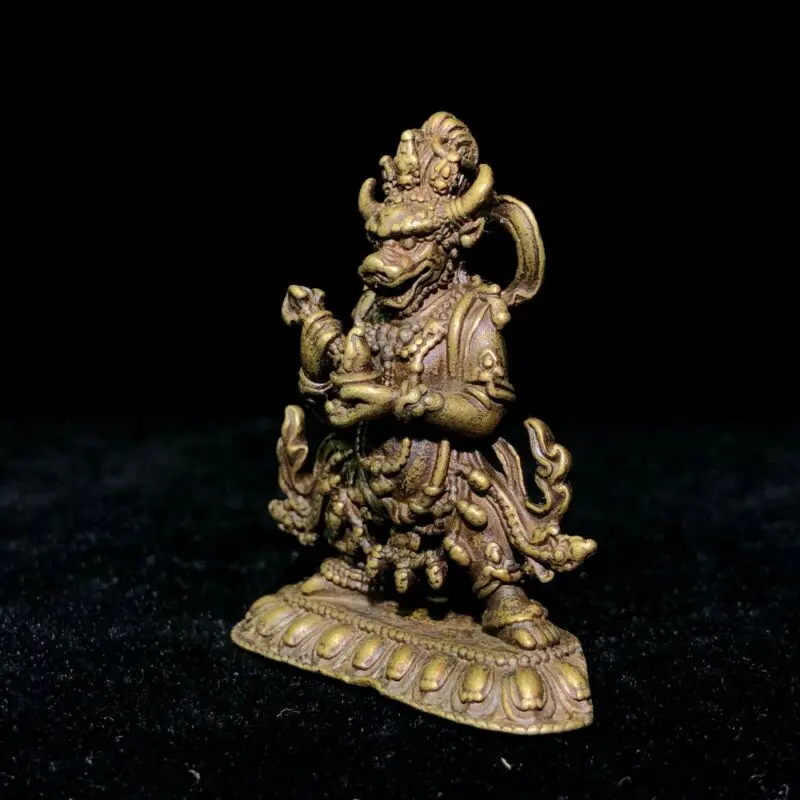 Fengshui cinese antico Vintage da collezione in ottone lavoro manuale statua di Buddha yamantak