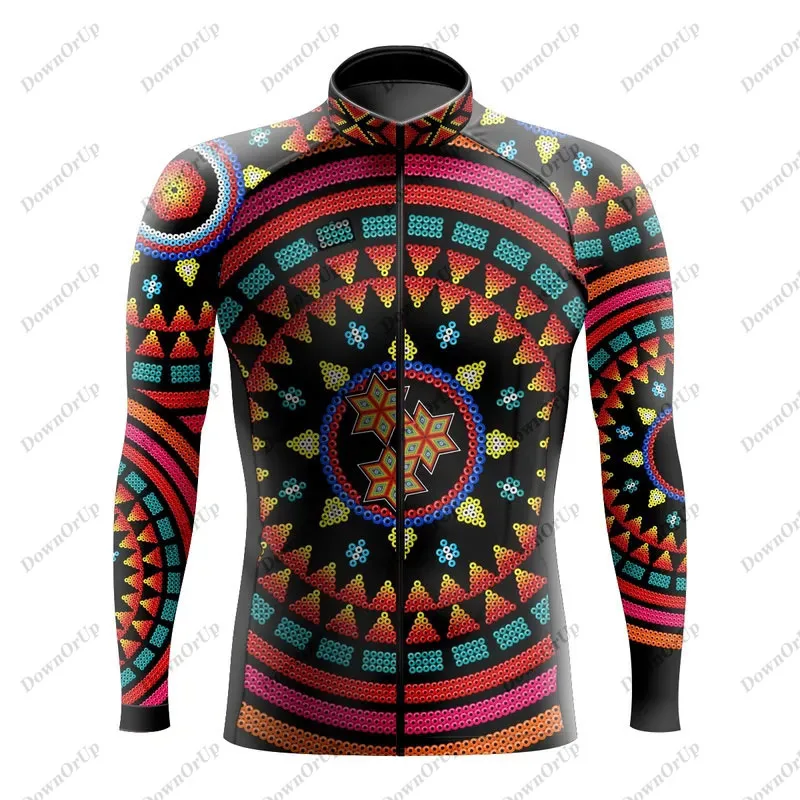 Mexico Aztec Men\'s Long Sleeve Cycling Jersey Maillot Ciclismo Hombre Equipment BIke ropa Professional Cycling Clothing