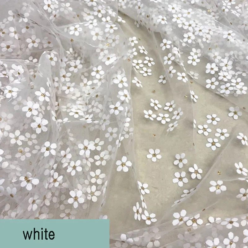 Black, White Soft Flowers Print Tulle Mesh Fabric For Girl Dress Party Dress Tissue Voile Net Fabric