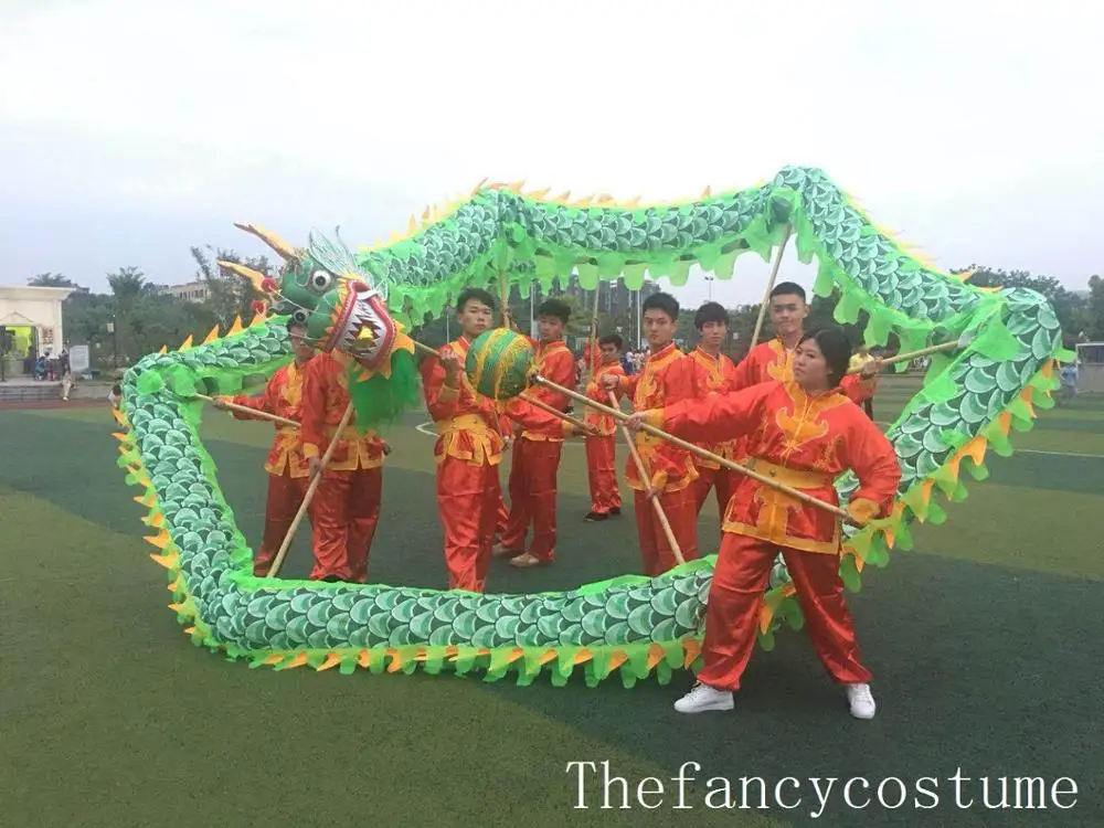 10m Tamanho 4 Tecido De Impressão De Seda DRAGON DANCE Parade Ornamento Tradicional Chinês Folk Festival KungFu Partido Props