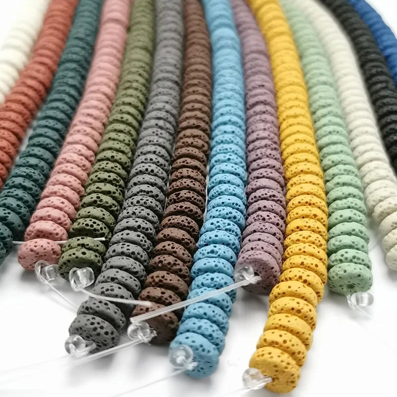3X8/4X10mm Color Volcanic Lava Stone Spacer Beads Loose Beads Charms Rock Beads DIY for Jewelry Earrings Making Separated beads