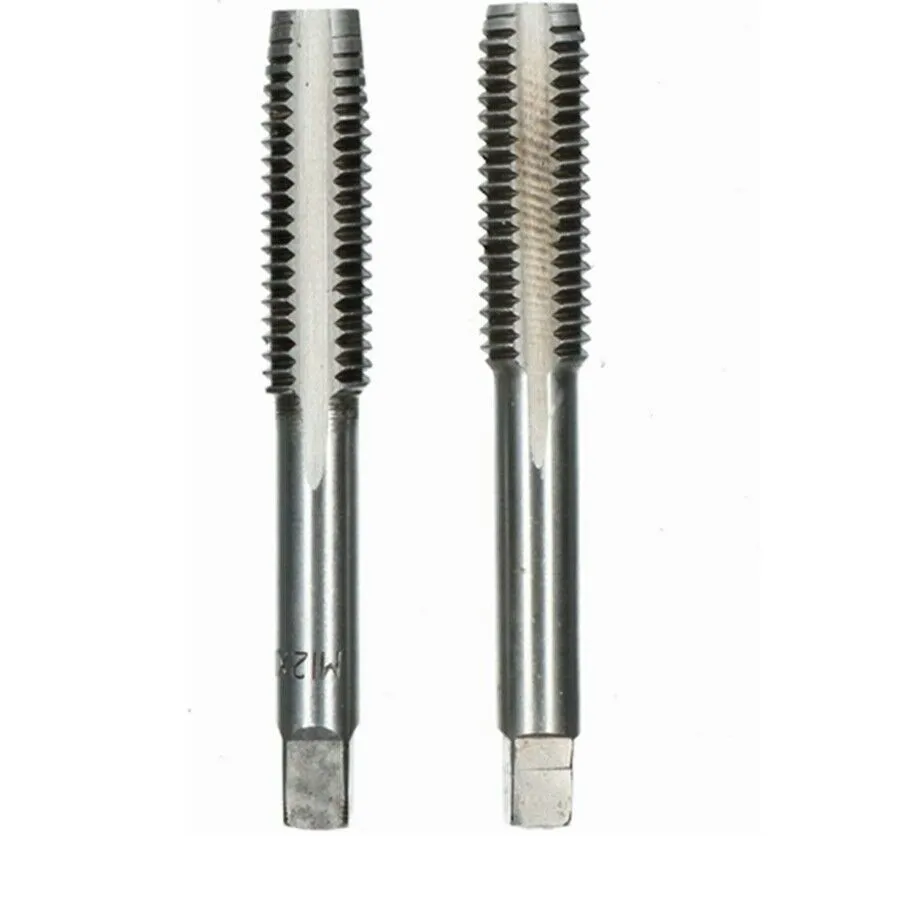 2PCS HSS 12mm*1.5 Metric Taper & Plug Tap Right Hands Thread M12*1.5mm Pitch Thread Metric Plugs Drill Bits Cutting Tools Sets