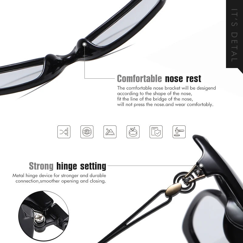 Fashion Oversized Sunglasses Photochromic Polarized Glasses Woman Luxury Frame Chameleon Sun Glasses Female gafas de sol mujer