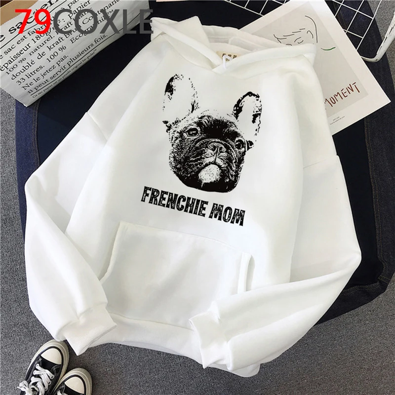 Sudaderas con capucha de Bulldog Francés para mujer, sudaderas con gráfico grunge de gran tamaño, Jersey coreano