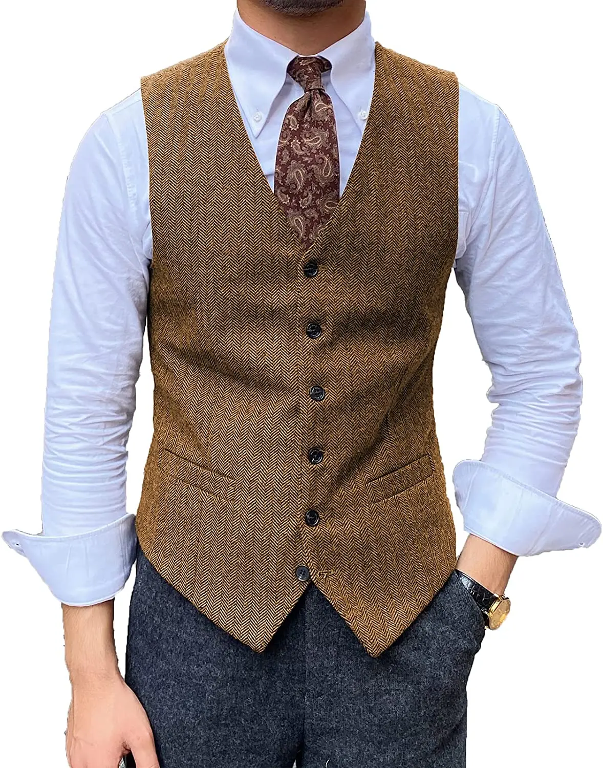 Men's Suit Vest Business Slim Fit Vest Retro Steampunk Vest Wedding Groom Vest Men Sleeveless Waistcoat