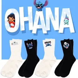 Disney Lilo Stitch Socks Anime Print Cotton Socks Solid Color Men Women's New Year's Socks Cute Trendy Long Socks Christmas Sock