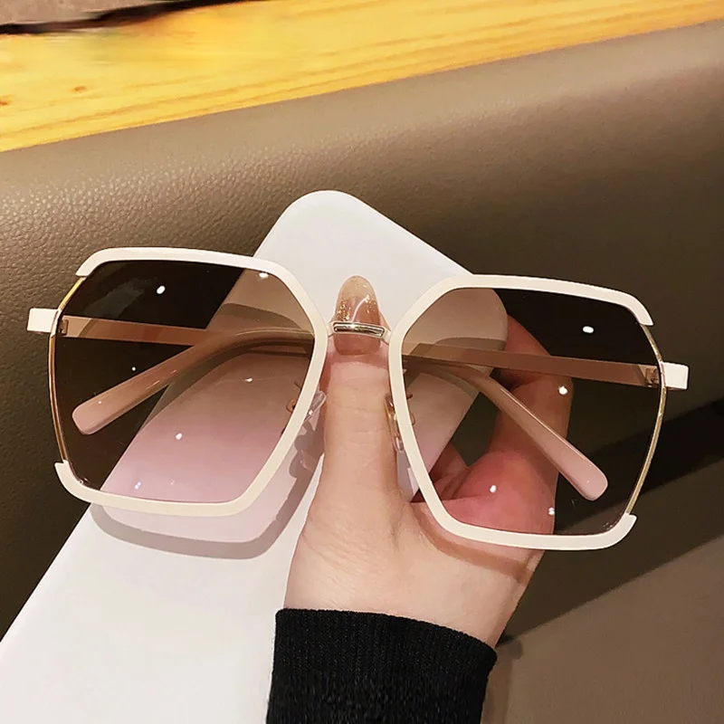 Polygonal Sunglasses Women Luxury  Designer Metal Irregular Glasses Ladies Anti Ultraviolet Sun Glasses UV400 Color