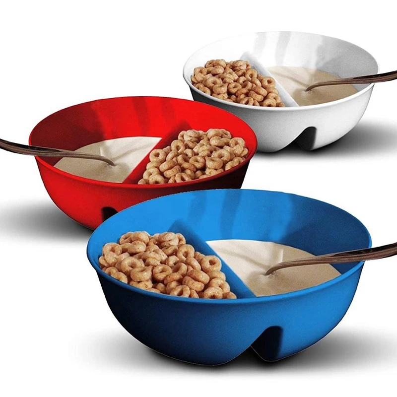 Soggy Divided Cereal Bowl Ice Cream Crisp Bowl Divided Cereal Milk Mixing Bowl Crunchy Microwave Safe Ice Cream