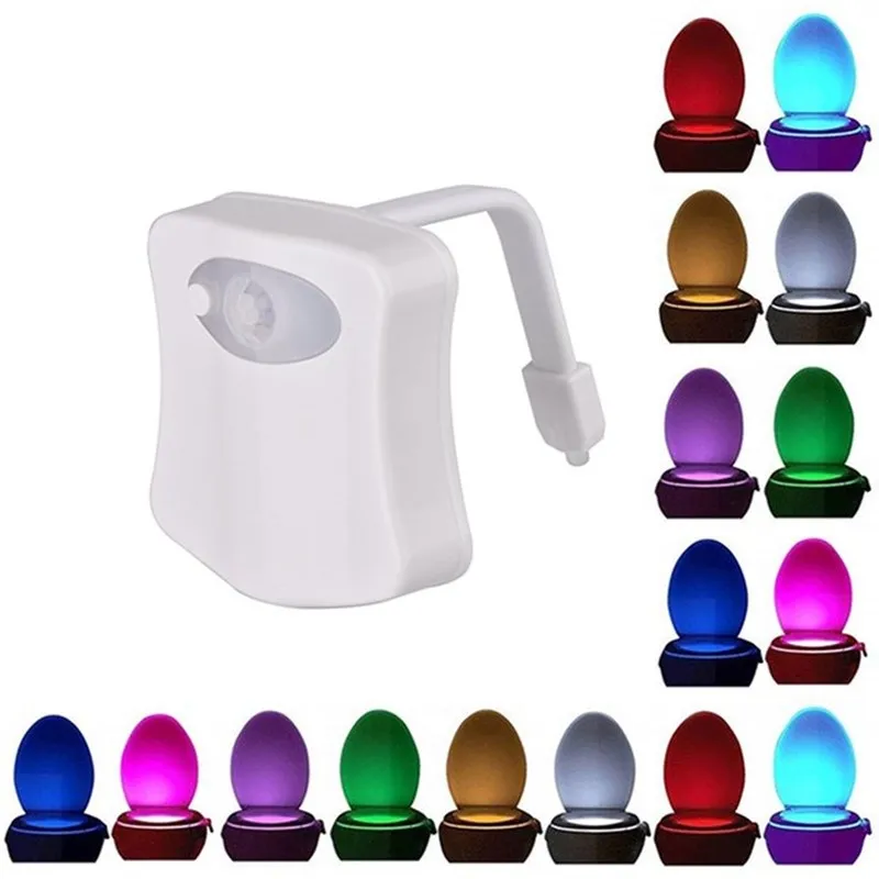 8 Color Infrared Induction Light Washroom Toilet Nightlight LED Toilet Smart PIR Motion Sensor For Bathroom WC Toilet Seat Light